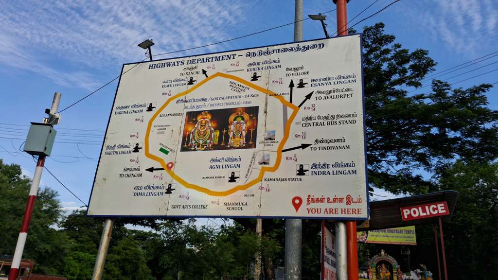 Tiruvannamalai Girivalam map mentioned for devotees